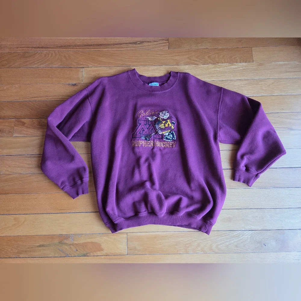 Vintage University Of Minnesota Gopher Hockey‎ Sweatshirt Unisex Large